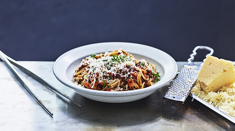 Linsebolognese med tomater